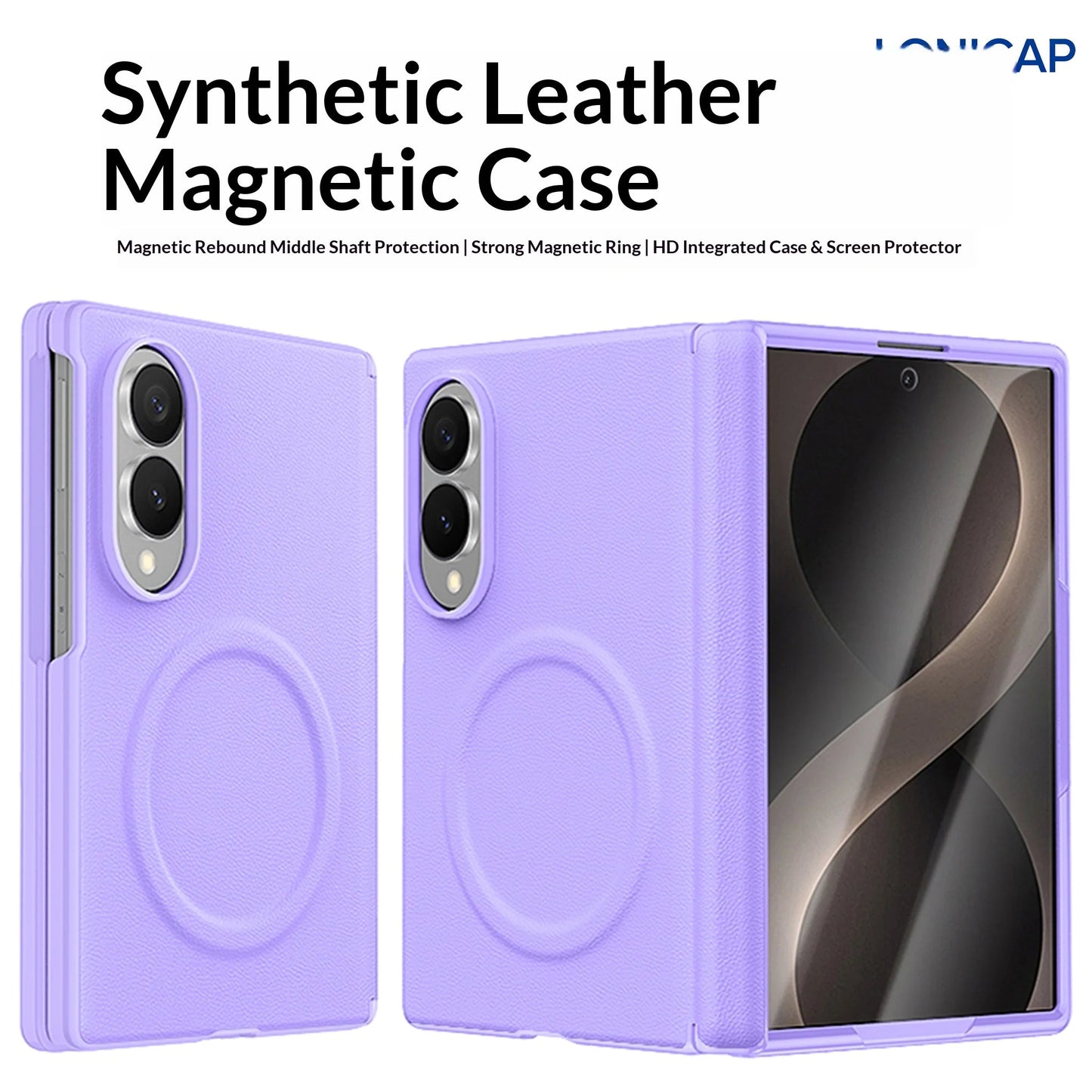 Galaxy Z Fold 8 Leather Case with Hinge Protection and MagSafe