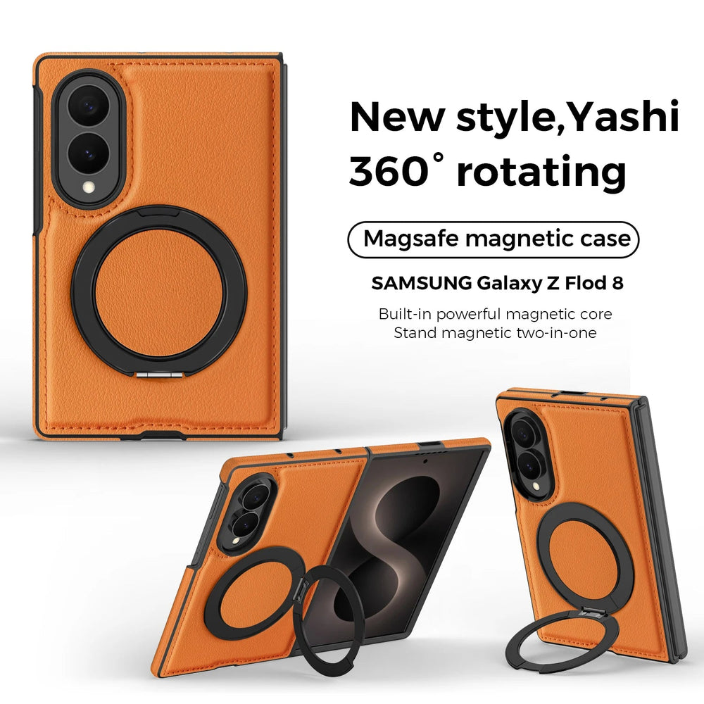 Galaxy Z Fold 8 Leather MagSafe Case with 360 Rotating Kickstand – View 3