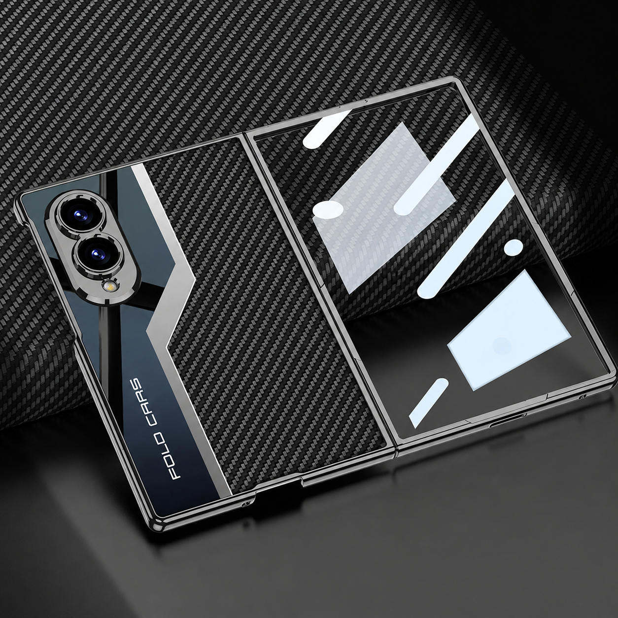 Galaxy Z Fold 8 Leather Metal Plating Case with Screen Protector – View 2