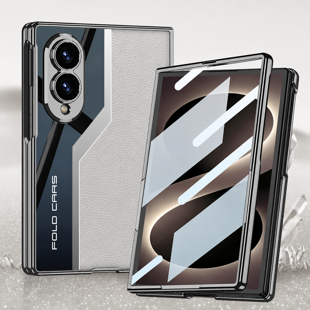 Galaxy Z Fold 8 Leather Metal Plating Case with Screen Protector – View 4