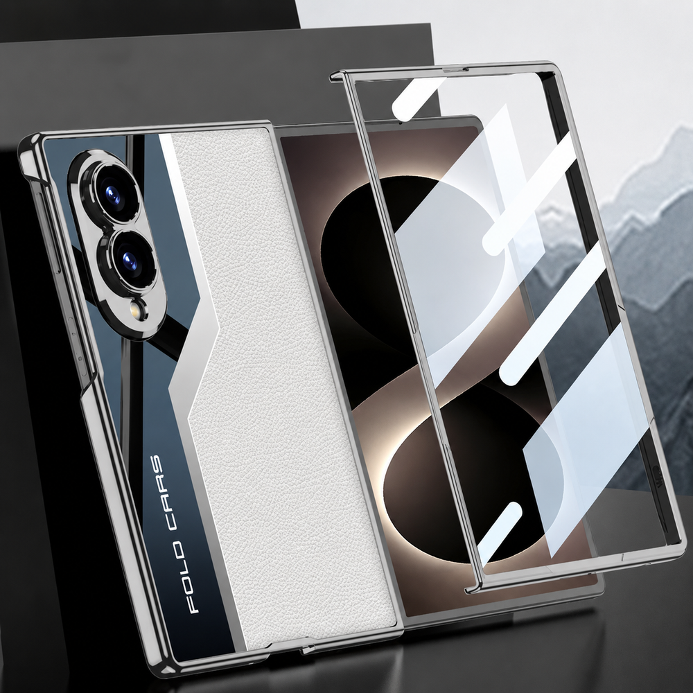 Galaxy Z Fold 8 Leather Metal Plating Case with Screen Protector – View 5