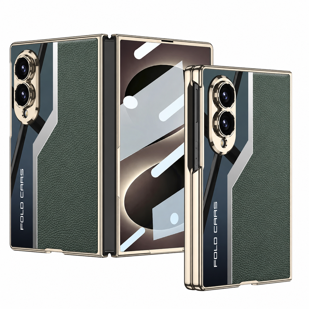 Galaxy Z Fold 8 Leather Metal Plating Case with Screen Protector – View 8