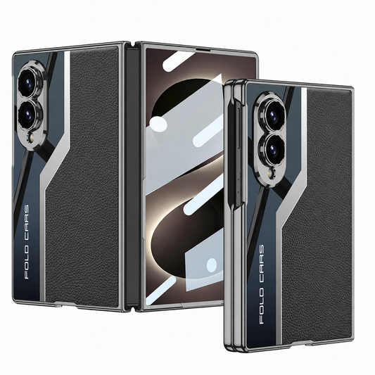 Galaxy Z Fold 8 Leather Metal Plating Case with Screen Protector