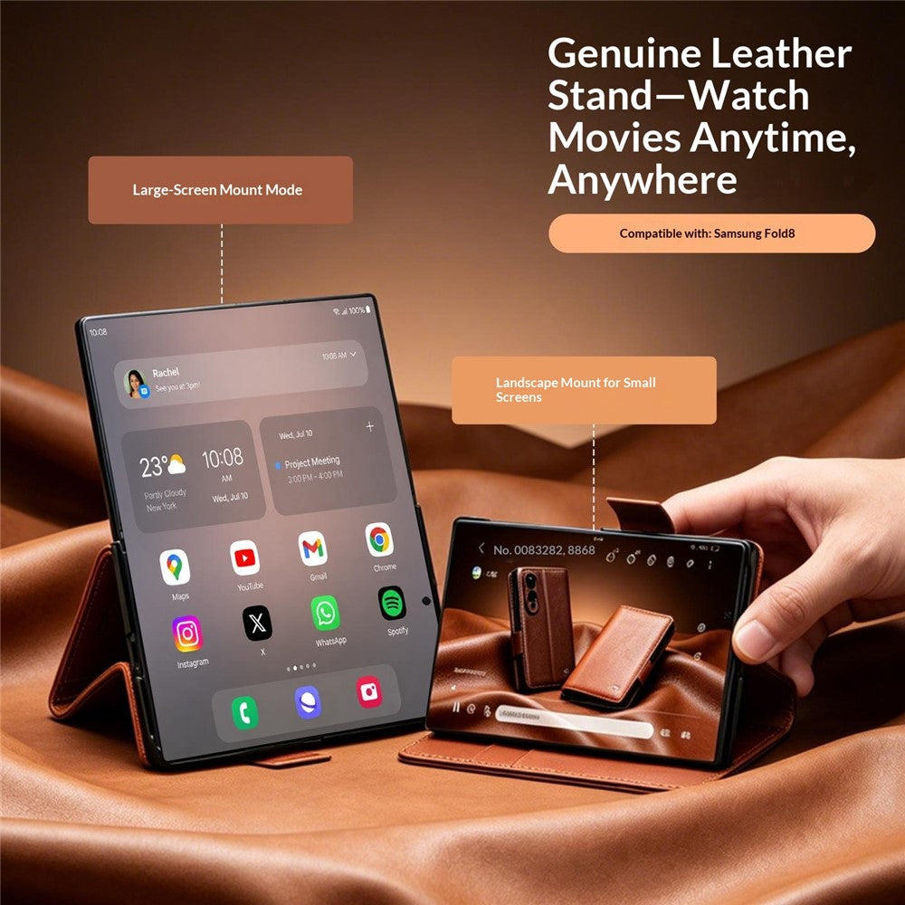 Galaxy Z Fold 8 Leather Sleeve Case with Landscape Stand – View 11