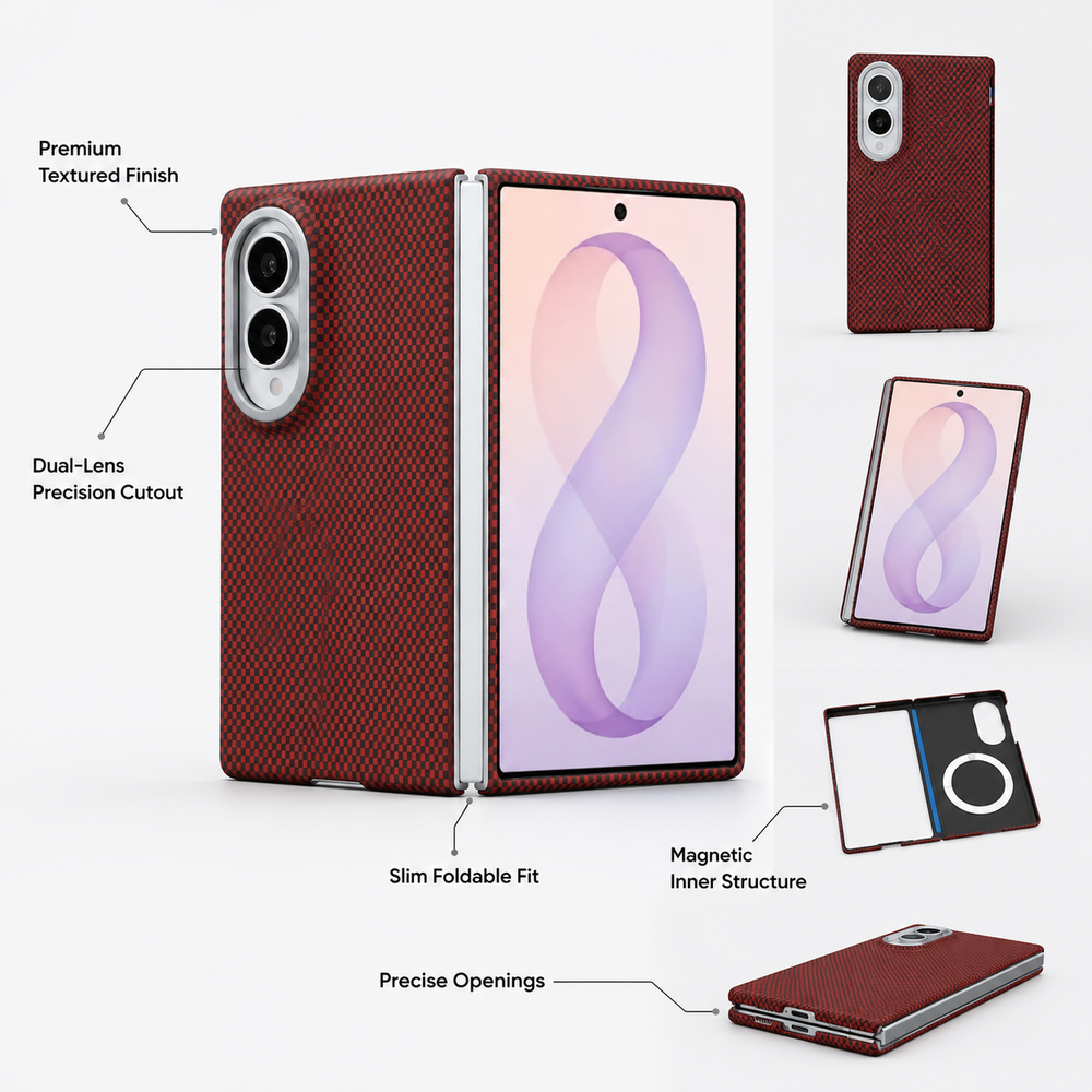 Galaxy Z Fold 8 MagSafe Carbon Fiber Case with Metal Lens Protector – View 3