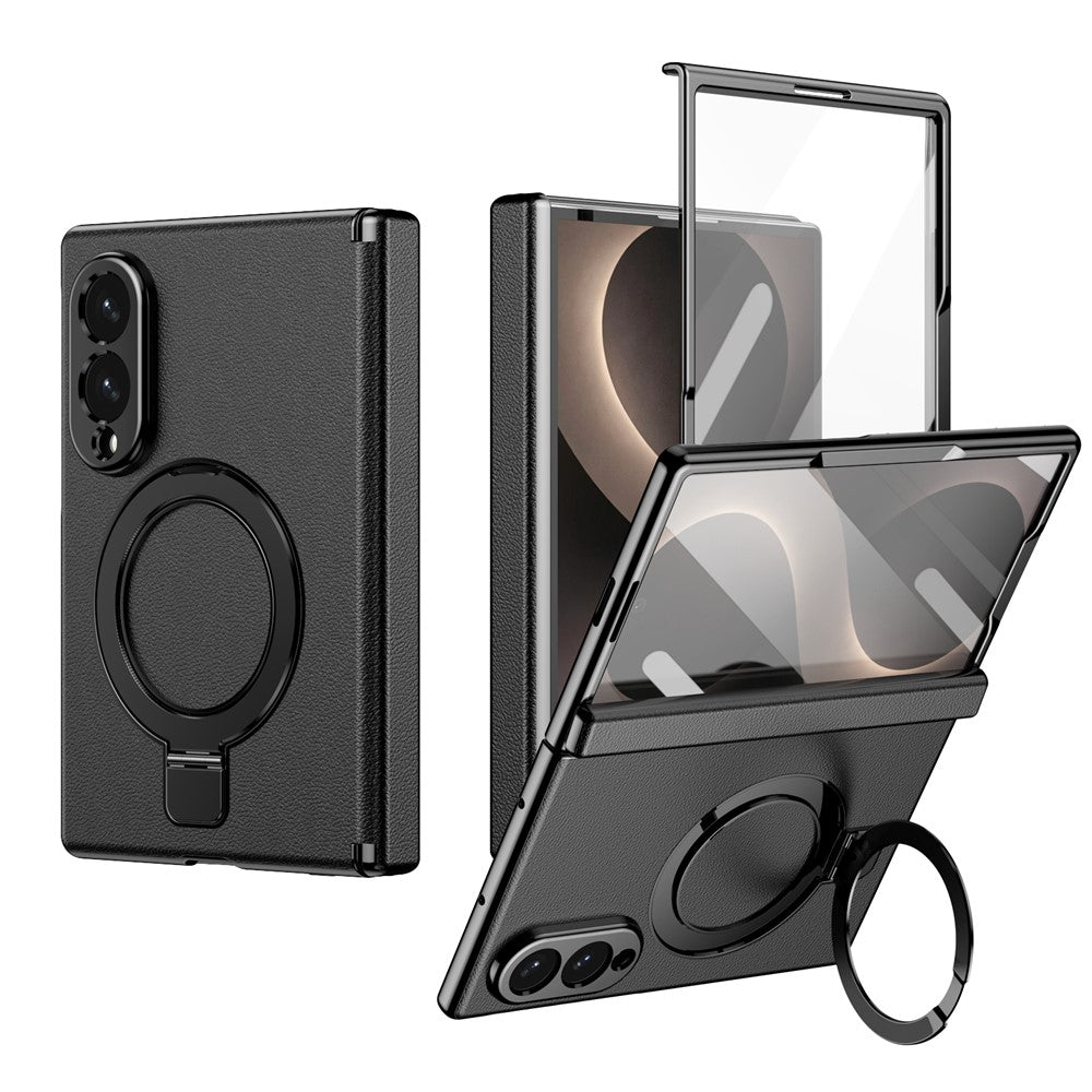 Galaxy Z Fold 8 Slim MagSafe Leather Case with Kickstand Ring