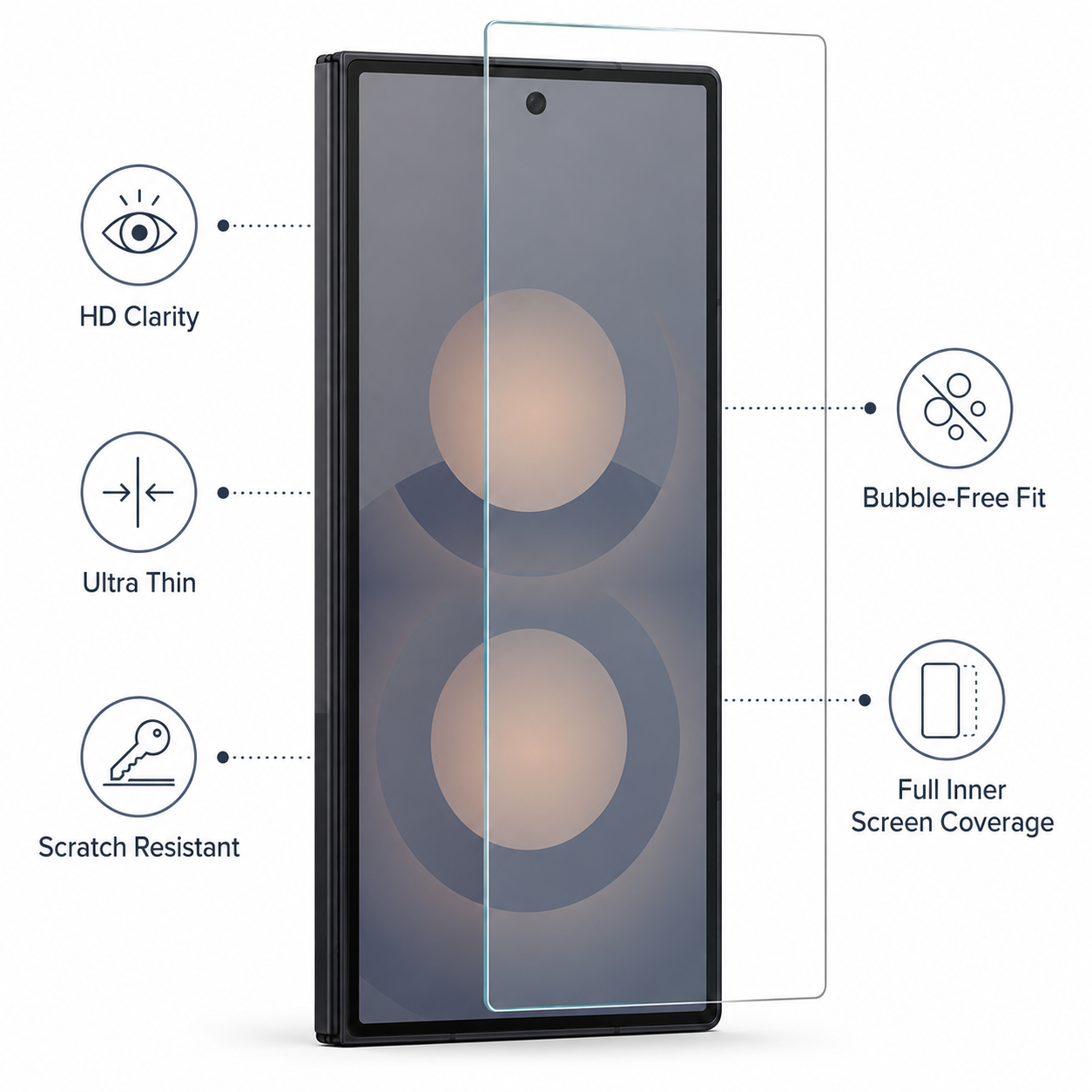 Galaxy Z Fold 8 Tempered Glass Screen Protector, 2.5D Clear – View 3