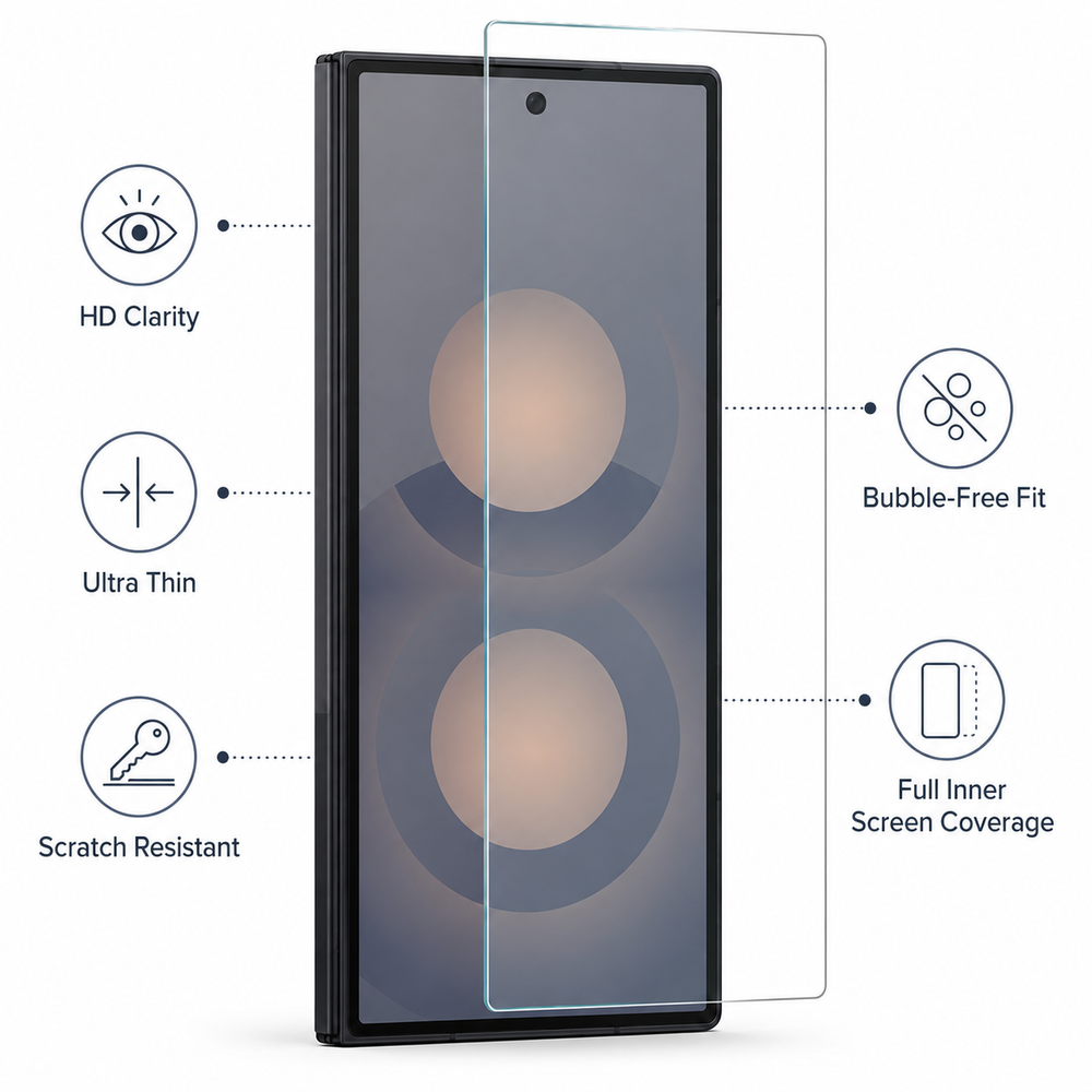 Galaxy Z Fold 8 Tempered Glass Screen Protector, 2.5D Clear – View 3