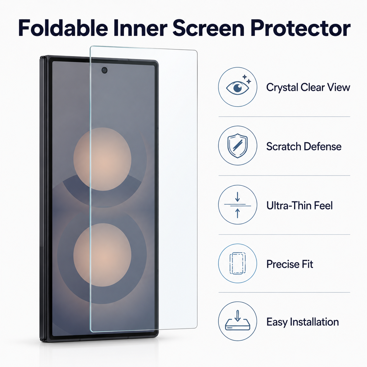 Galaxy Z Fold 8 Tempered Glass Screen Protector, 2.5D Clear – View 6