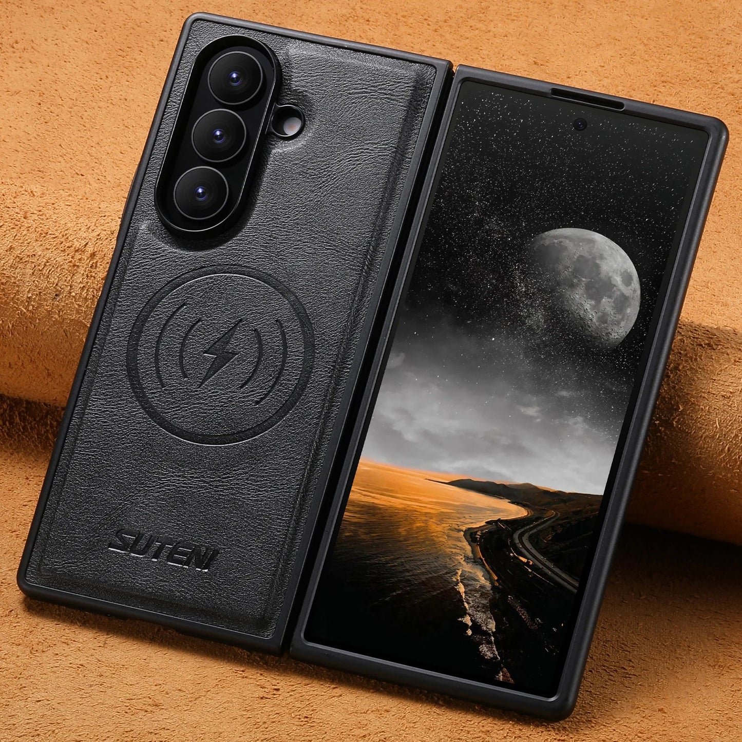 Galaxy Z Fold 8 Ultra Leather Case with Wireless Charging Support – View 5