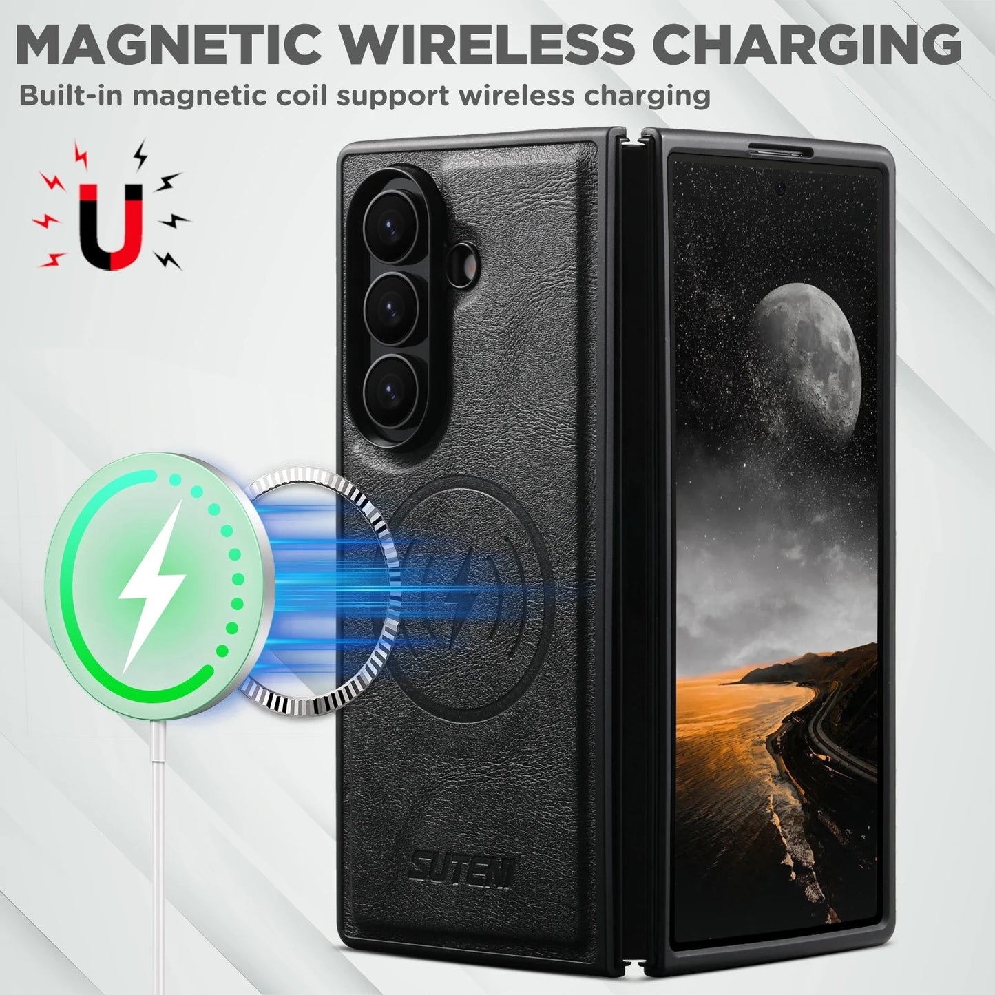 Galaxy Z Fold 8 Ultra Leather Case with Wireless Charging Support – View 6