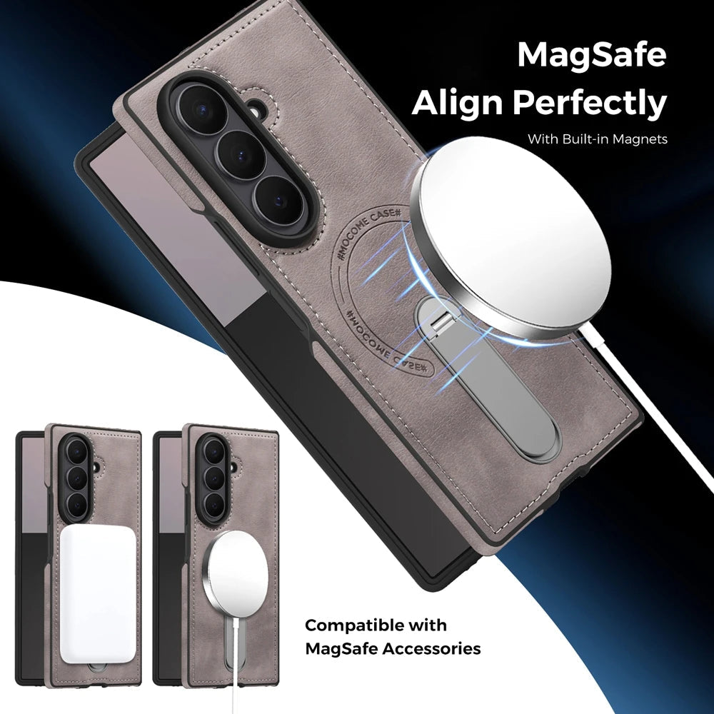 Galaxy Z Fold 8 Ultra Leather Kickstand Case with Wireless Charging – View 3