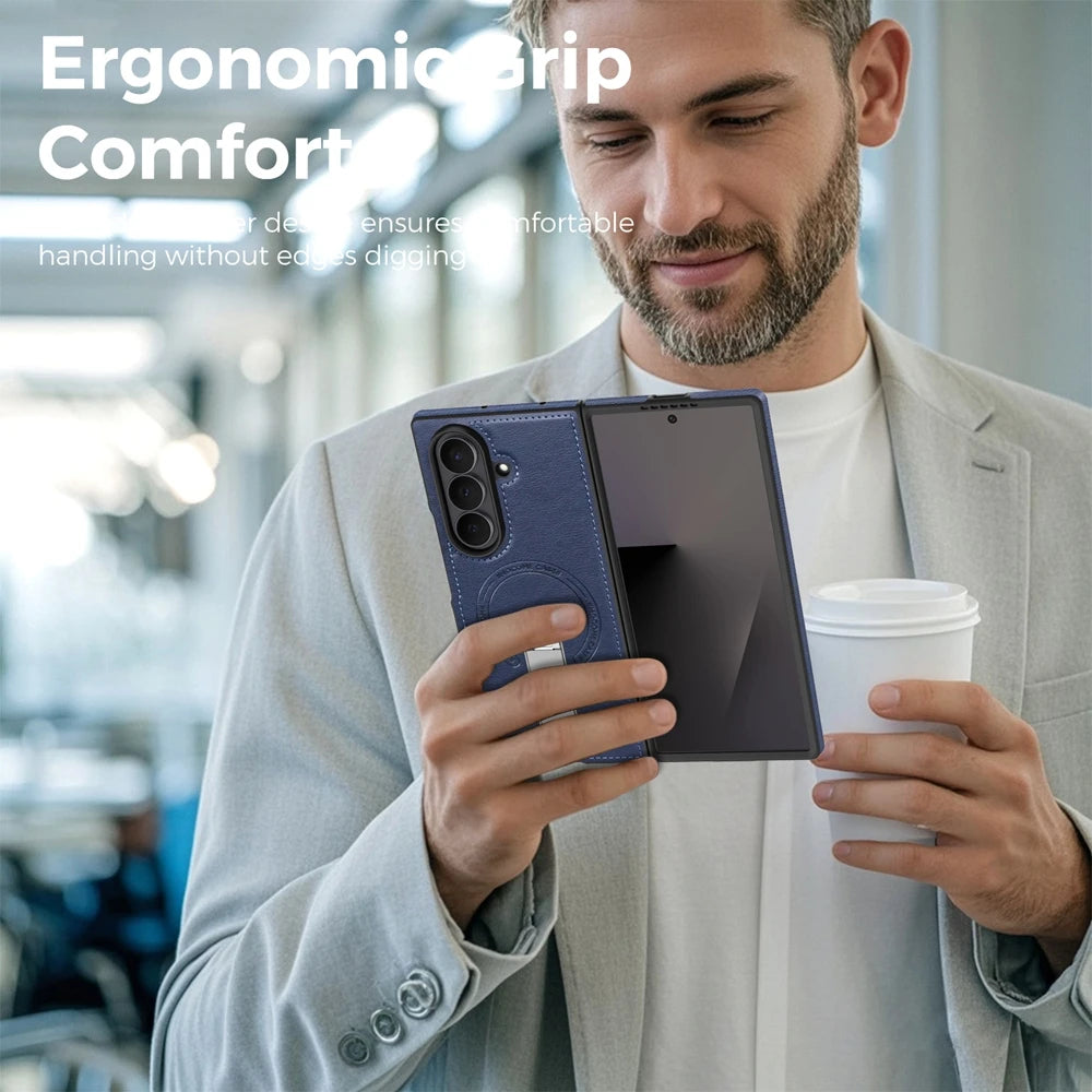 Galaxy Z Fold 8 Ultra Leather Kickstand Case with Wireless Charging – View 6