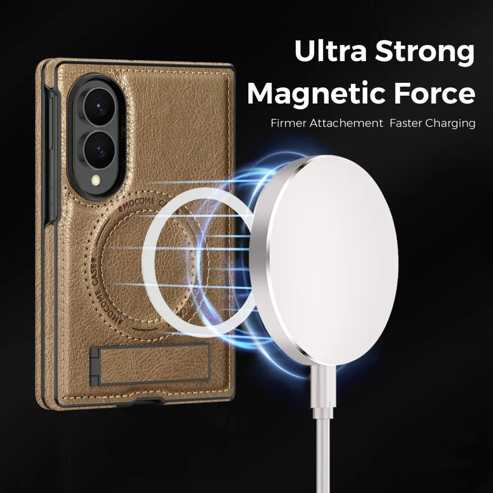 Galaxy Z Fold 8 Ultra Leather MagSafe Case with Kickstand – View 4