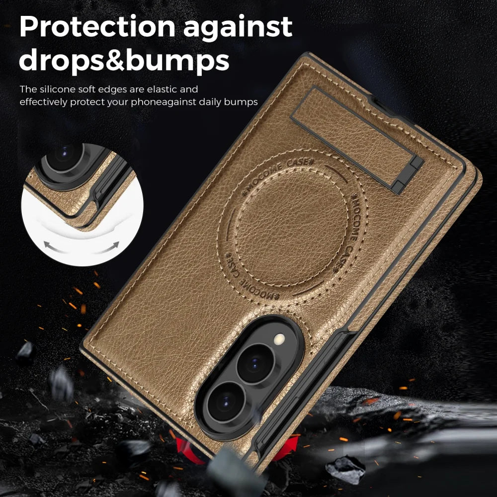 Galaxy Z Fold 8 Ultra Leather MagSafe Case with Kickstand – View 5