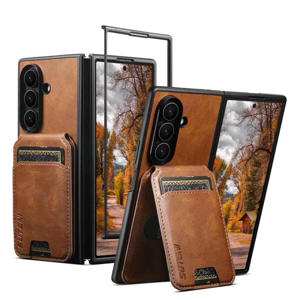 Galaxy Z Fold 8 Ultra Retro Leather Wallet Case with MagSafe – View 3