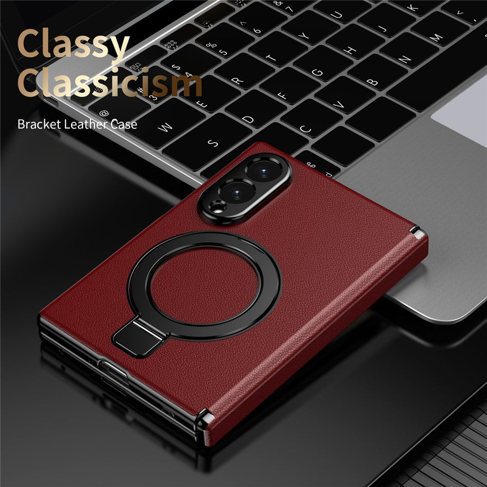 Galaxy Z Fold 8 Ultra Slim MagSafe Leather Case with Kickstand Ring – View 14