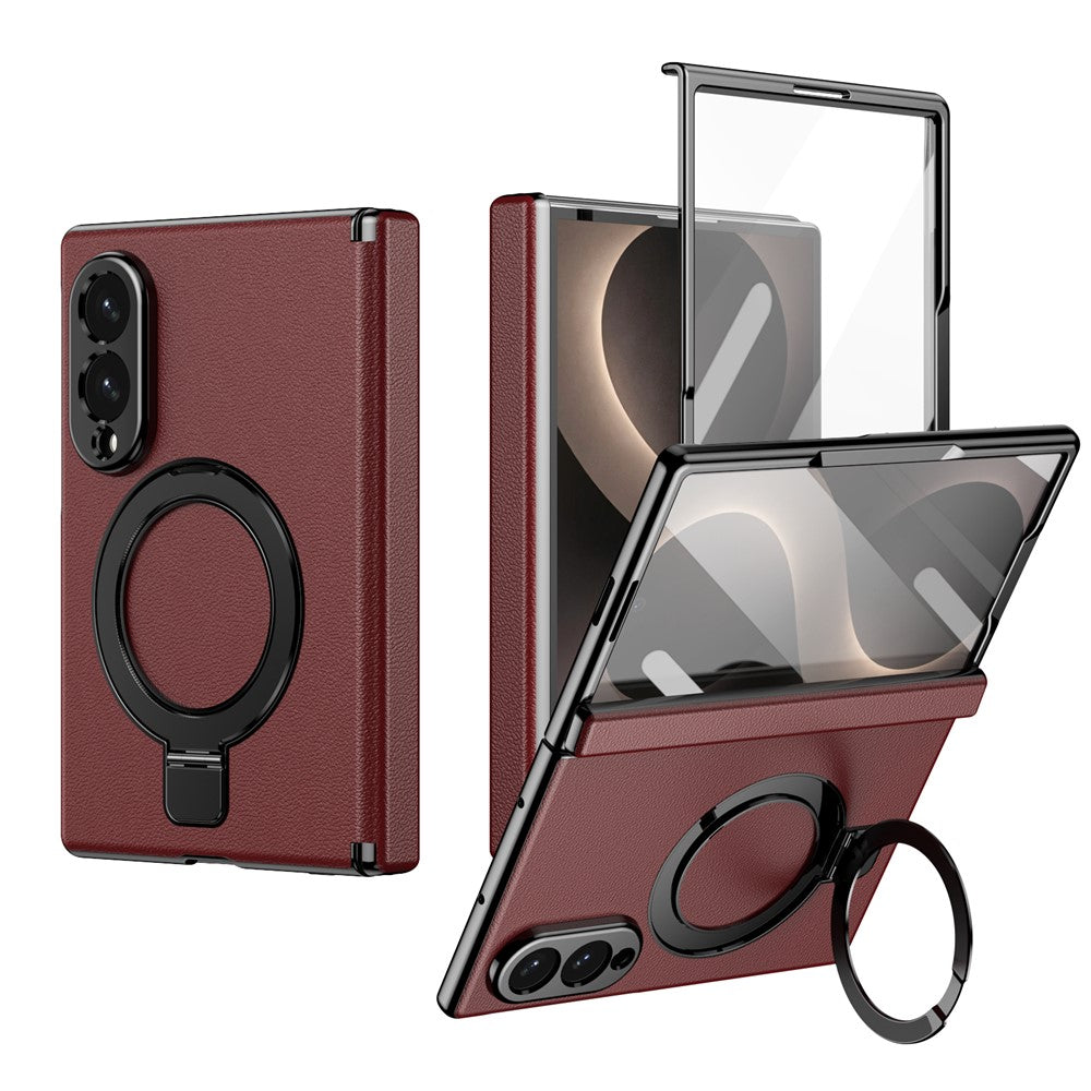Galaxy Z Fold 8 Ultra Slim MagSafe Leather Case with Kickstand Ring – View 4