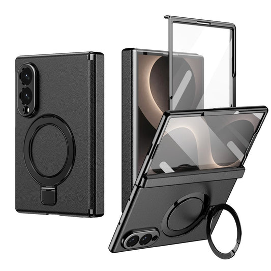 Galaxy Z Fold 8 Ultra Slim MagSafe Leather Case with Kickstand Ring