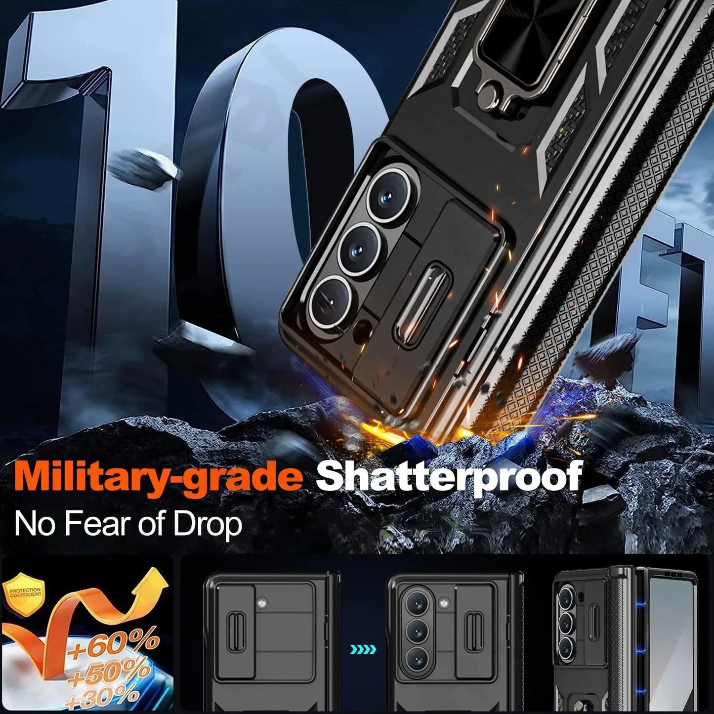 Military Grade Case Slide Camera Cover Kickstand