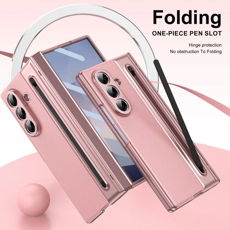 Luxury Leather Case Hinge Protection Pen Slot