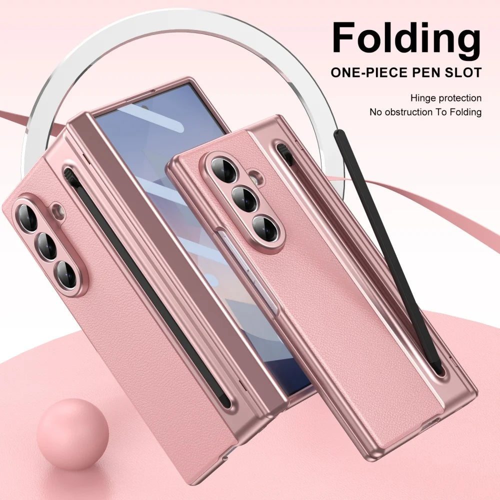 Luxury Leather Case Hinge Protection Pen Slot