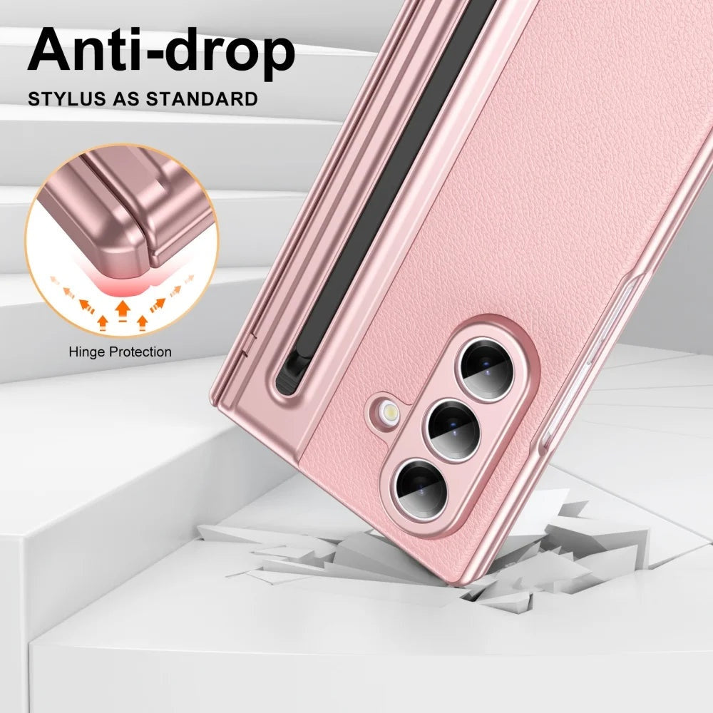 Luxury Leather Case Hinge Protection Pen Slot