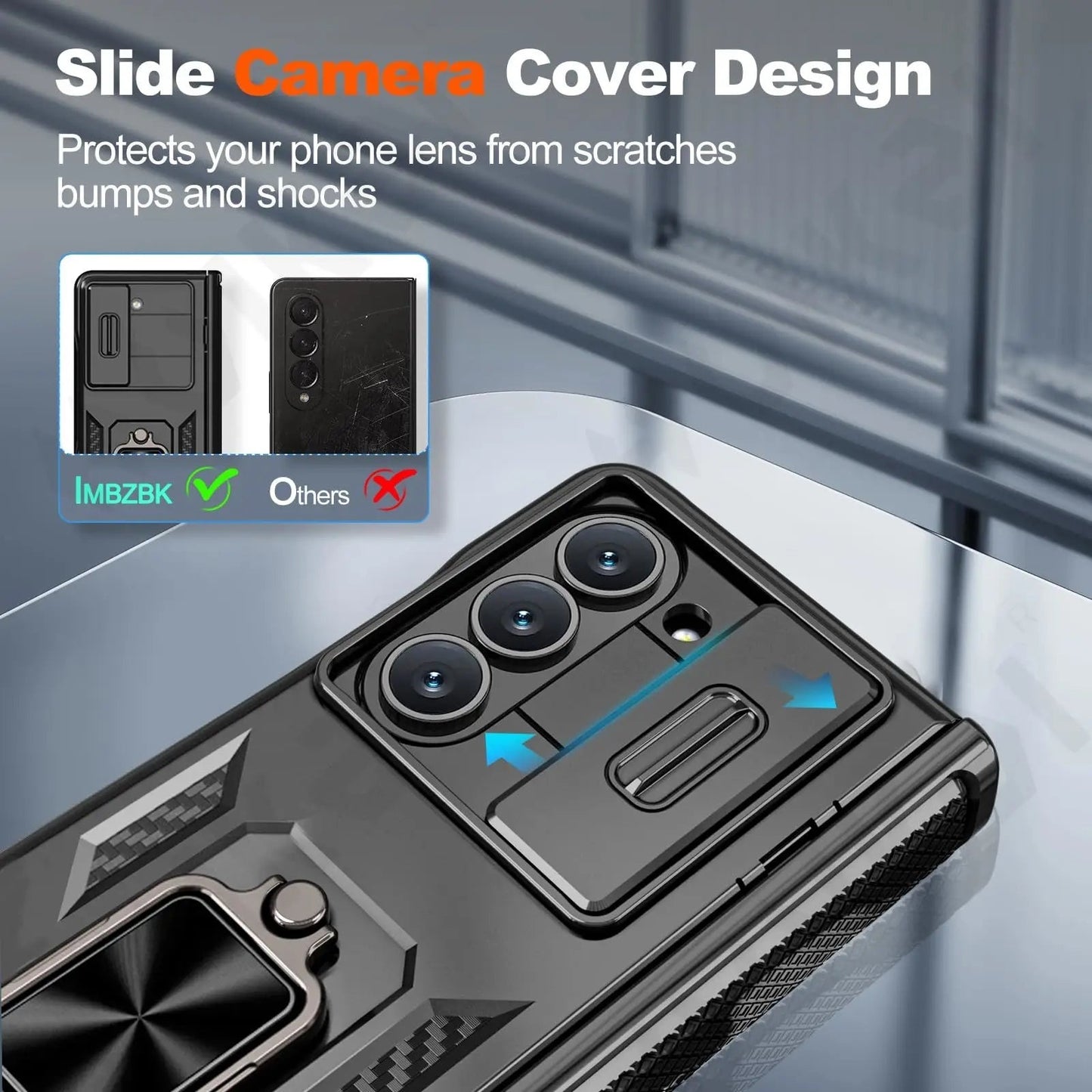 Military Grade Case Slide Camera Cover Kickstand