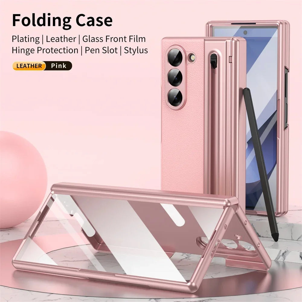 Luxury Leather Case Hinge Protection Pen Slot
