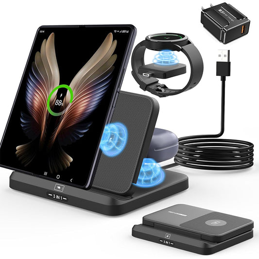 3 in 1 Wireless Charger Stand Foldable Dock
