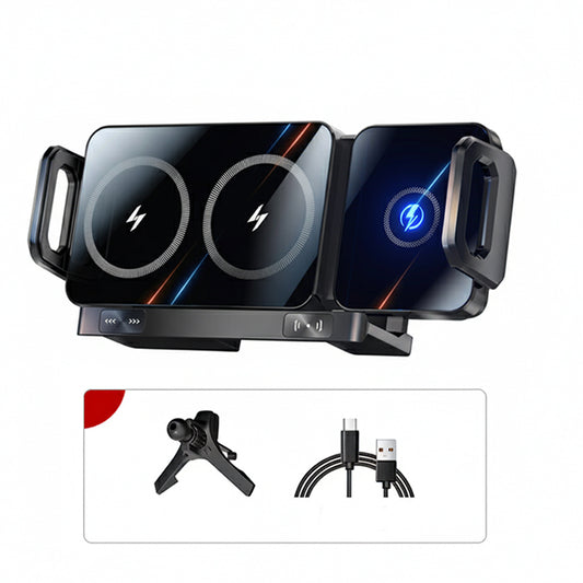 Dual Coil Foldable Car Wireless Charger Mount