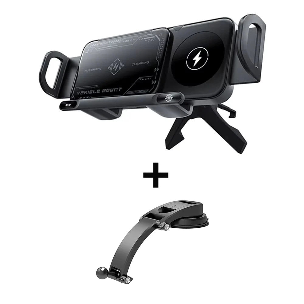 Dual Coil Wireless Charger Car Mount Stand